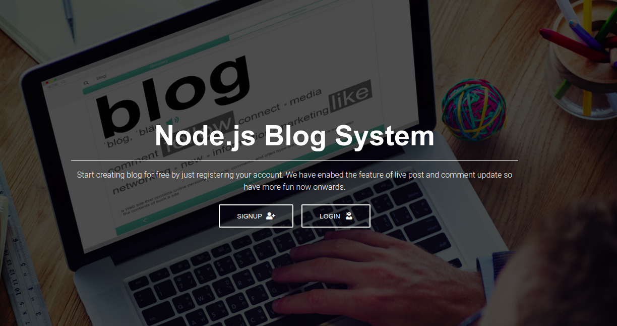 Screenshot of Node.js Blog System