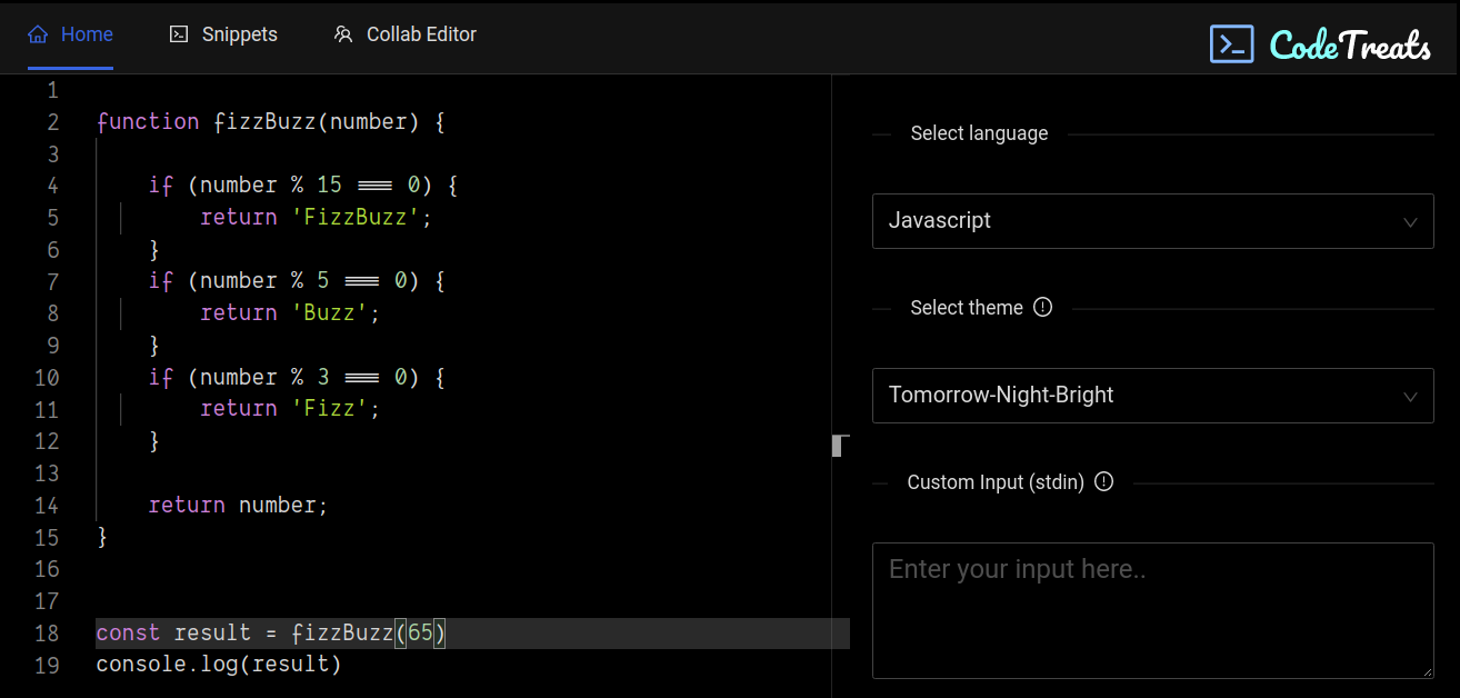 Screenshot of Code Treats